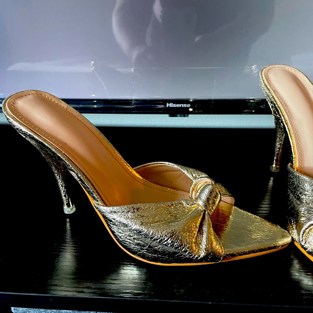 Gold open toe Mule